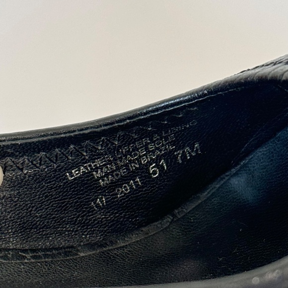 Tory Burch Carnell Open Toe Navy Wedge Heels Gold Logo Size 7 - Picture 9 of 10